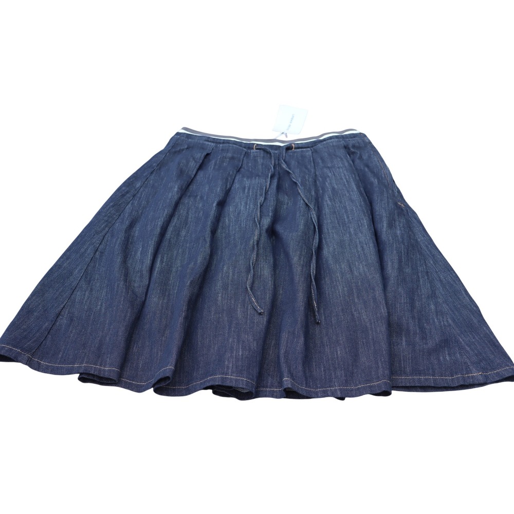 Urban Revivo Pleated Denim Midi Women Skirt Dark Wash Blue A-Line Size 8 NWT